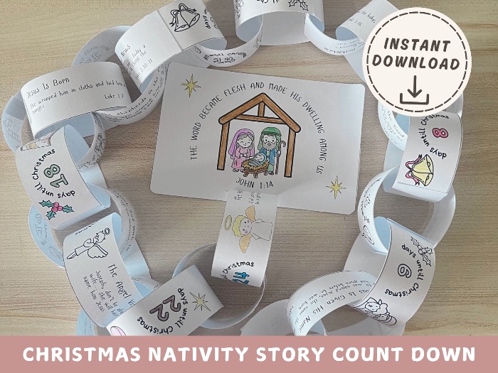 Christmas Nativity Story countdown paper craft