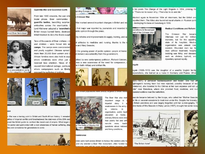 KS3/GCSE Medicine Through Time - The Crimean War and the Boer War: Unit of Work Tasks and Resources