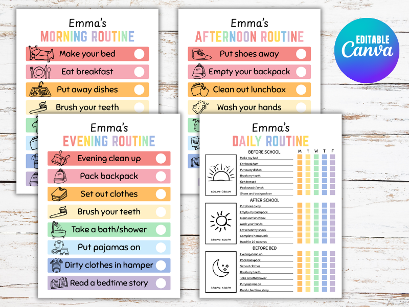Editable Morning & Afternoon Routine Checklist, Daily Responsibilities, School Day Checklist