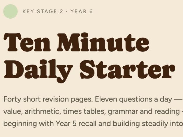 Year 6 10 minute morning starter activities