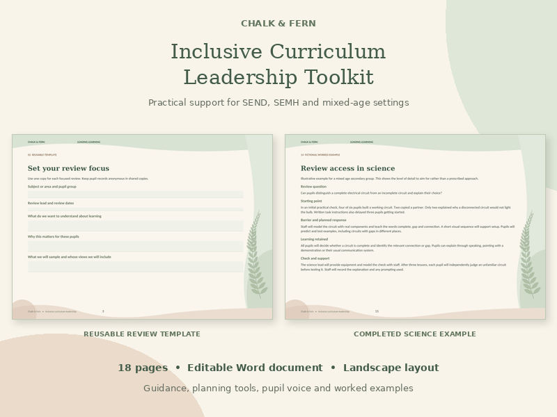 Inclusive Curriculum Leadership Toolkit: A calm, practical starting point for leading an inclusive c