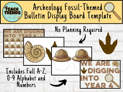 Archeology Fossil-Themed Bulletin Display Board Template