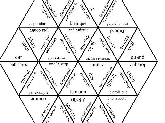 Tarsia - connectives synonyms  - French