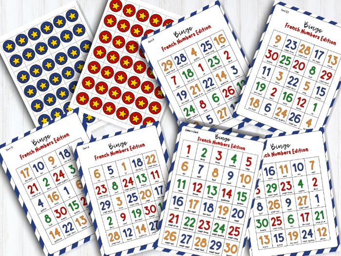 French Bingo - French Numbers Practice 1-30
