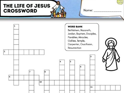 Life of Jesus Crossword | RE Vocabulary Activity | KS2