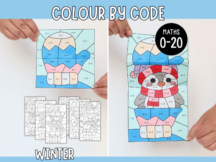 Colour by Code Maths to 20 (Addition & Subtraction) - Winter