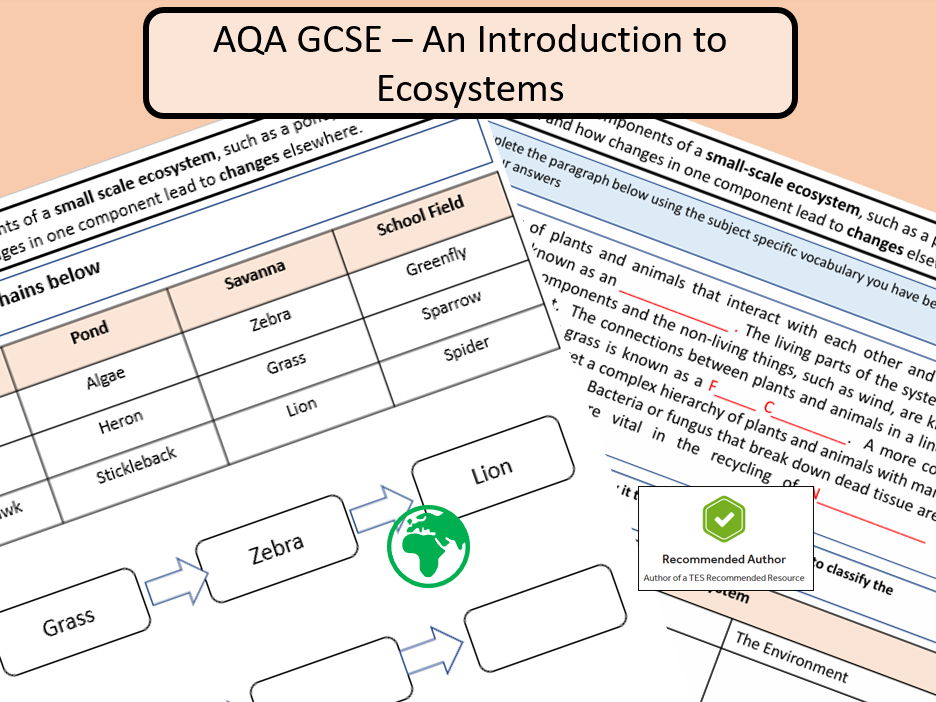 AQA GCSE Geography– An Introduction to Ecosystems Worksheet