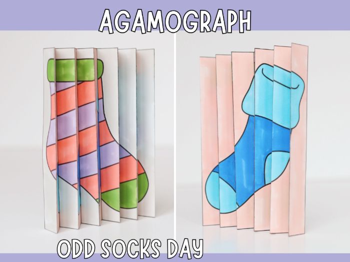 Odd Socks Day Agamograph - Printable Craft for Kids