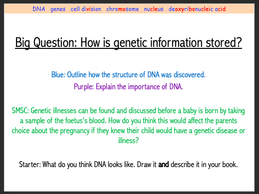 Year 9 DNA lesson (9Ac)