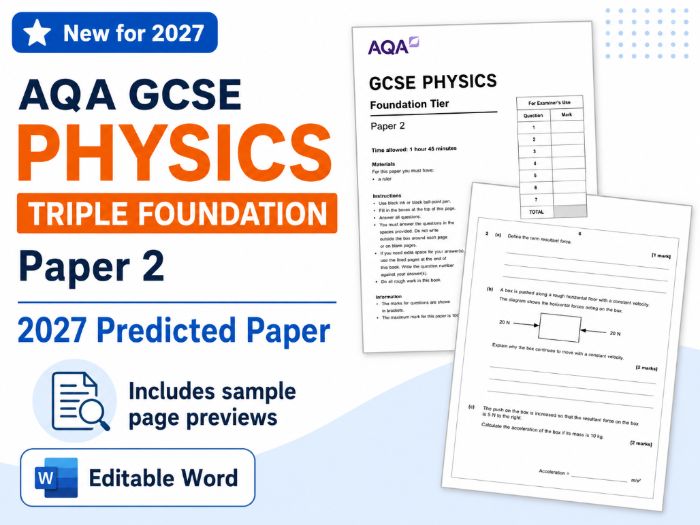 AQA GCSE Physics Paper 2 Predicted Paper 2027 + Mark Scheme TRIPLE FOUNDATION