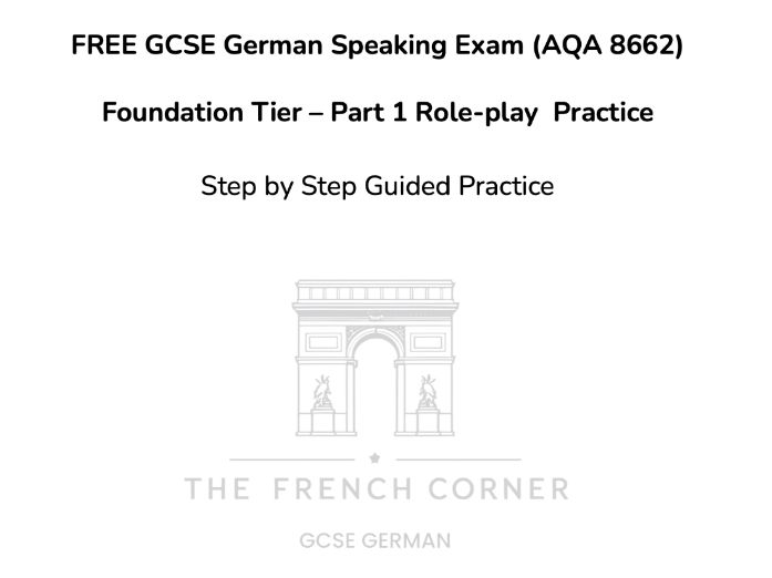 FREE GCSE German Speaking Exam (AQA 8662) Foundation Tier – Part 1 Role-play