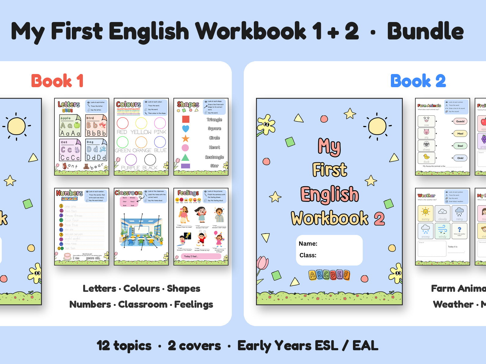 My First English Workbook 1 + 2 Bundle: Early Years ESL / EAL Worksheets