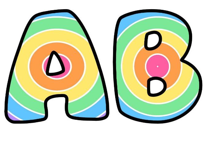 Rainbow Ripples Bubble Letters | Patterned Bulletin Board Letters | Printable Alphabet A-Z and 0-9