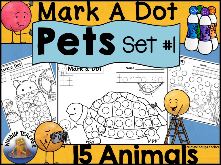Pet Do-A-Dot Marker Activity - Bingo Dot Dauber Animal Worksheets - Pets Set #1