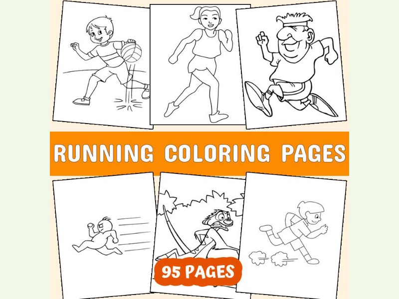 Run Color Pages Energetic Running Coloring Pages for Kids and Adults - Printable PDF ...