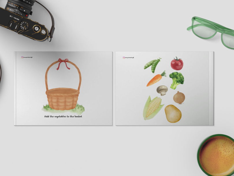 Harvest Vegetable Basket Cutting Activity
