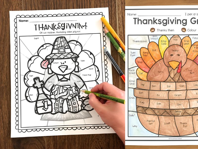 Thanksgiving Craft - Free Cut, Paste & Color Activity Page for Kids