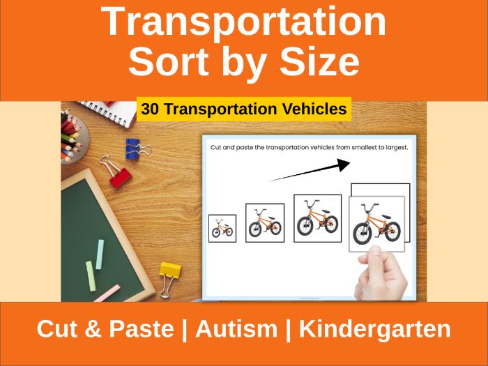 Transportation Sort by Size Cut & Paste