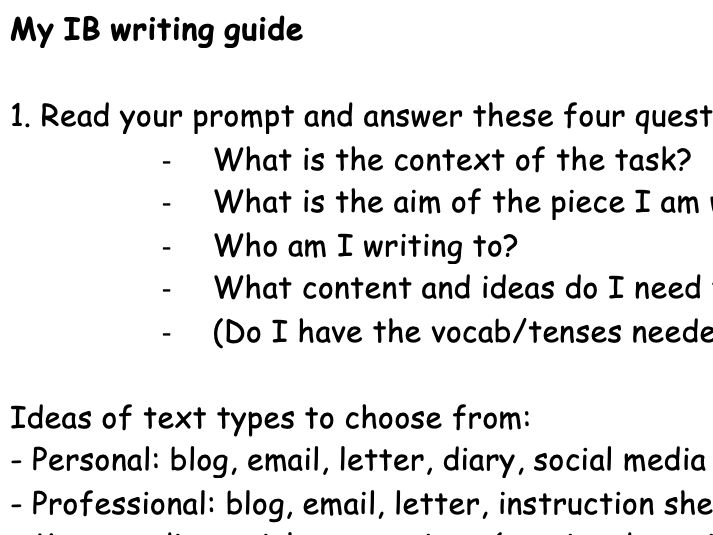 IB Spanish B Writing Pack: Guide + Paper 2 Walkthrough (PPT)