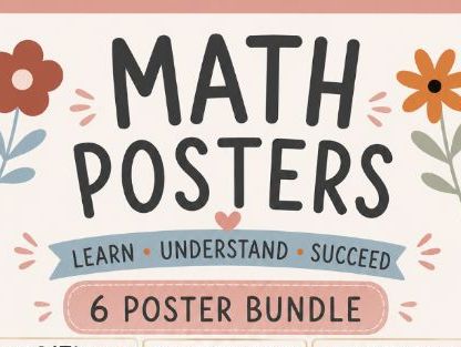 Boho Pastel Maths Vocabulary Posters Bundle, Addition, Subtraction, Multiplication, Division, Equals