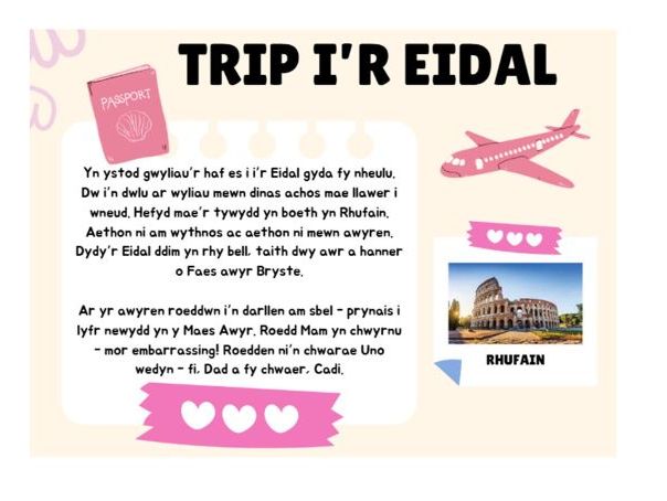 Tasg/ Asesiad darllen - Trip i'r Eidal