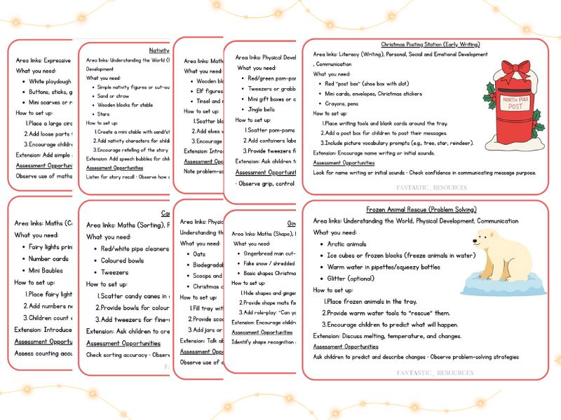 Festive EYFS Tuff Tray Idea Cards & Printable Resources | 10 Activities | Curriculum-Linked 24 pages