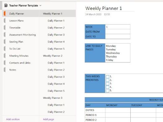 OneNote Teacher Planner Teaching Resources