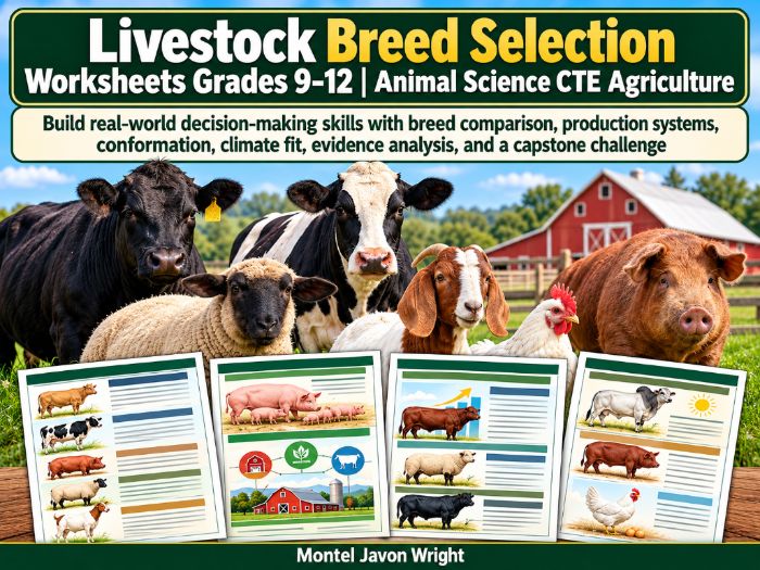 Livestock Breed Selection Worksheets Grades 9–12 | Animal Science & Agriculture CTE