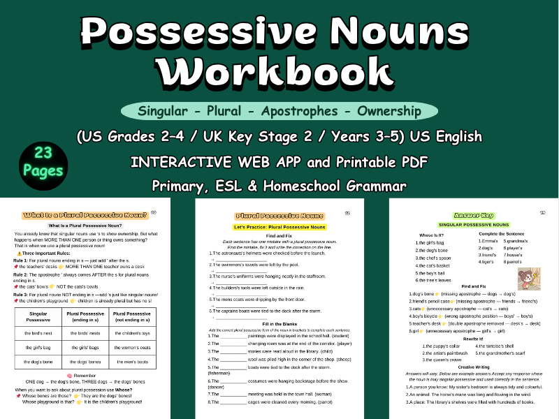 Possessive Nouns: Gr 2-4/KS2 (Ages 7-11)