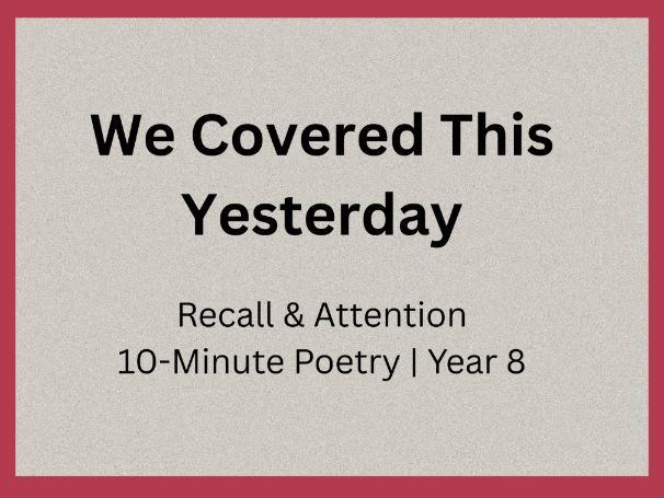Poetry Starter: Figurative Language & Inference | John | Year 8 (KS3)