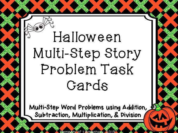 Halloween Multi-Step Story Problem Task Cards