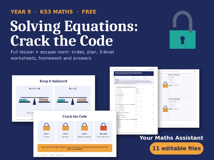 Solving Equations Escape Room | Full Lesson & Worksheets – Year 9 KS3 Maths