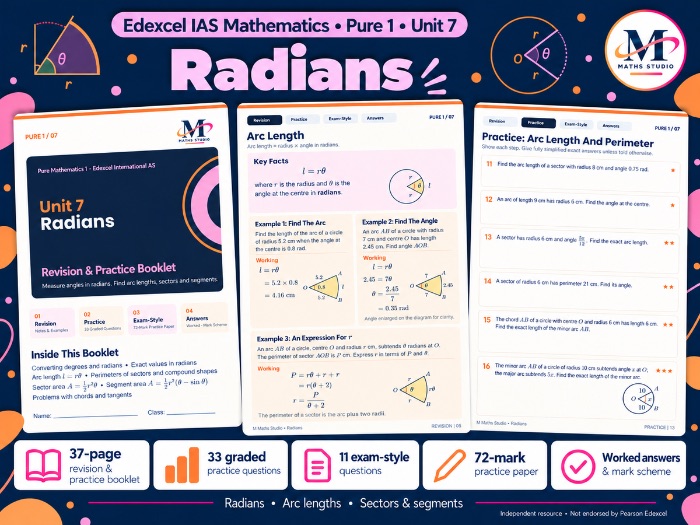 Unit 7: Radians - Edexcel IAL Pure Maths 1 | Revision Booklet