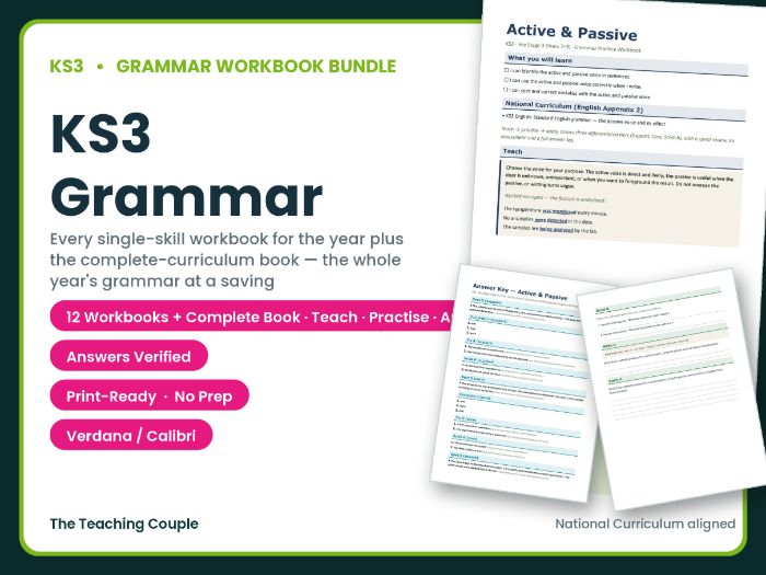 KS3 Grammar Worksheets Bundle – Whole Year + Answer Keys