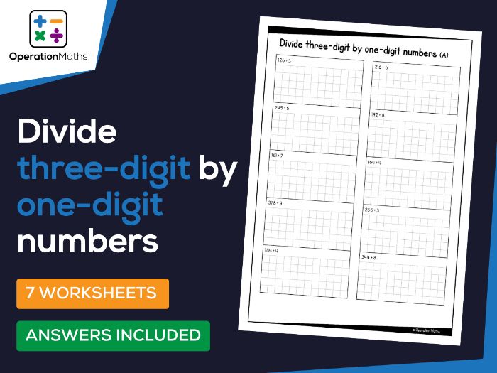 Divide three-digit by one-digit numbers