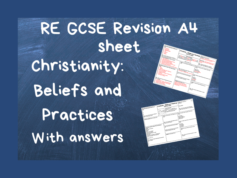 A4 RE Revision Christianity Beliefs with answers and slides FREE