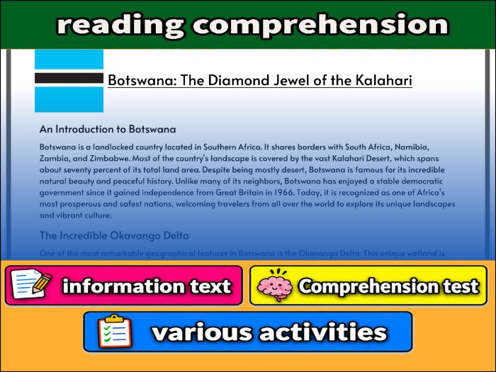 Botswana: The Diamond Jewel of the Kalahari- Reading Comprehension, Worksheet & Activities