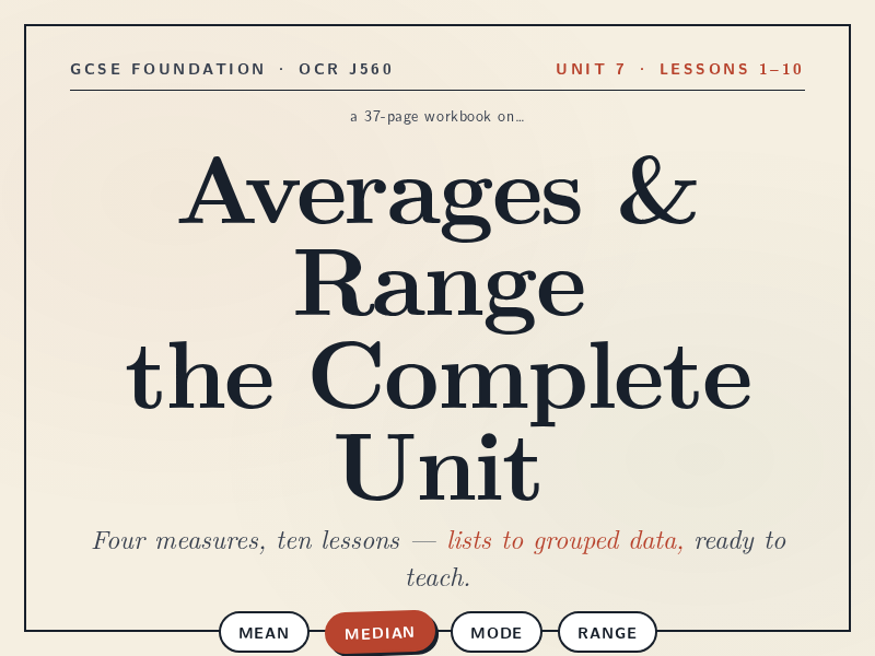 Averages & Range Workbook | OCR GCSE