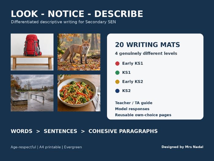 SEN Descriptive Writing Mats | 4 Levels