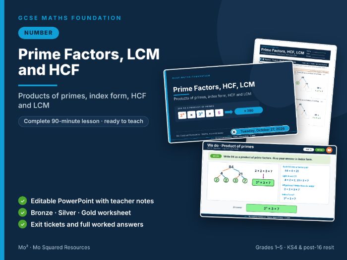 Prime Factors, LCM and HCF – GCSE Maths Foundation Lesson