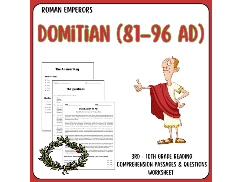 Domitian (81–96 AD) - Reading Comprehension Passages & Questions Worksheets
