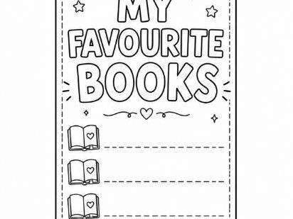 Back to School Bookmark- My Favourite Books Colouring Template