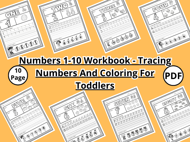Numbers 1-10 Tracing & Coloring Workbook