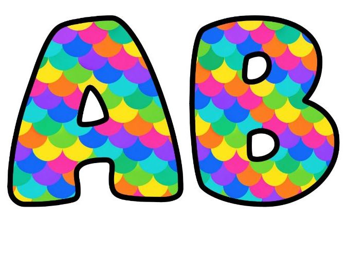 Rainbow Mermaid Scales Bubble Letters | Under the Sea Bulletin Board Letters