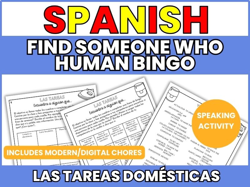 Spanish Chores Speaking Game | KS3 GCSE MFL