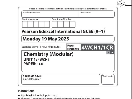 iGCSE Chemistry 2025 May/June Mark Scheme