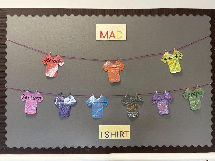 MAD T SHIRT musical elements display or word mats (EDUQAS GCSE specific)