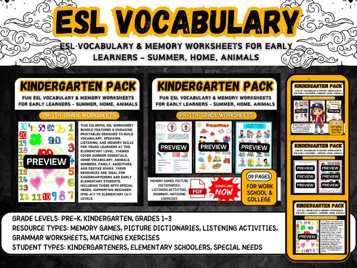 ESL Vocabulary & Memory back to school