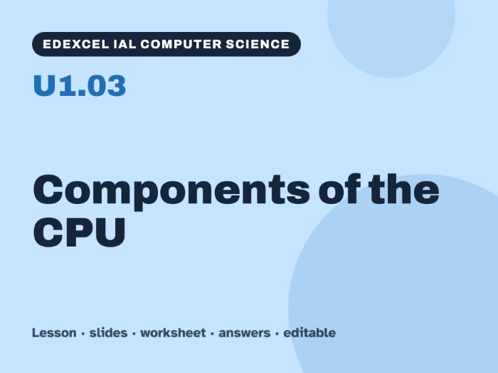 Edexcel IAL Computer Science – U1.03 Components of the CPU – Lesson & Worksheet