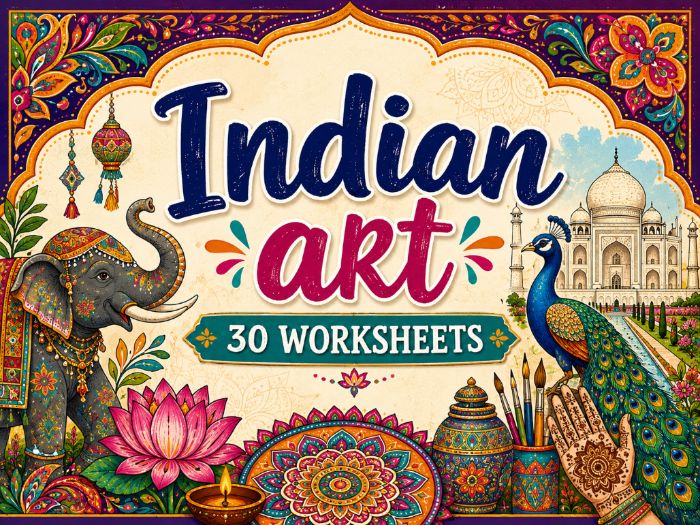Indian Art Worksheets | 30 KS2 KS3 Art & Design Activities | Cultural Art Cover Lessons | Mandalas,